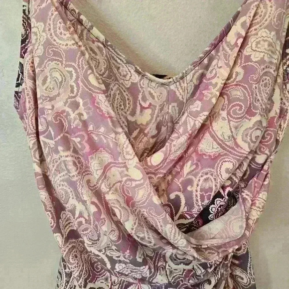 Lands' End Women's One Piece Pink Paisley Swimsuit 50s Style Size 12 - Picture 2 of 10